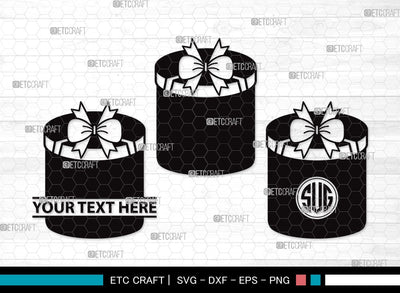 Gift Box Monogram SVG | Box Svg | Christmas Gift Svg | Gift Box Outline | Gift Box Silhouette | Gift Box Clipart SVG ETC Craft 