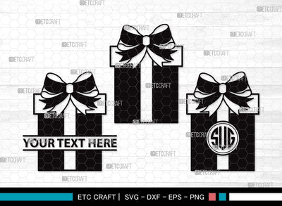 Gift Box Monogram SVG | Box Svg | Christmas Gift Svg | Gift Box Outline | Gift Box Silhouette | Gift Box Clipart SVG ETC Craft 