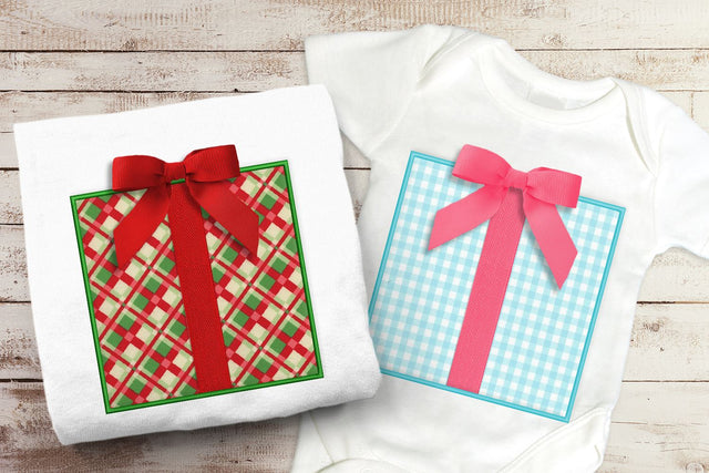 Gift Box with Real Ribbon Applique Embroidery Design Embroidery/Applique DESIGNS Designed by Geeks 