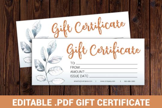 Gift certificate template printable, editable gift certificate
