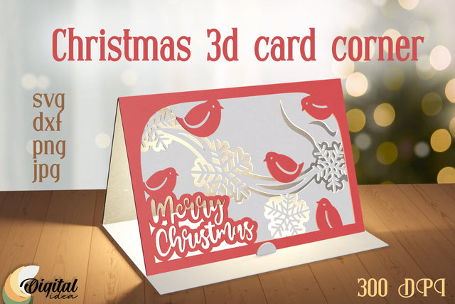 Gift Christmas Paper Cut. Papercut Christmas Cards. Christmas 3D Card Corner 3D Paper Evgenyia Guschina 