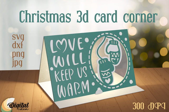 Gift Christmas Paper Cut. Papercut Christmas Cards. Christmas 3D Card Corner 3D Paper Evgenyia Guschina 