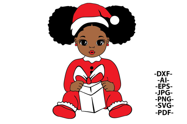 Gift for Christmas Svg, Christmas Girl Svg, Christmas afro girl, Afro girl Svg, Peekaboo baby Svg, Little cute girl Svg, Peekaboo girl Svg, African American SVG 1uniqueminute 