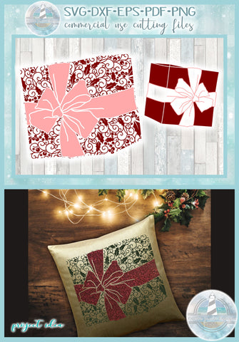 Gift Mandala with Bow, Holly, Berries Christmas Mandala SVG | Christmas Zentangle SVG SVG Harbor Grace Designs 