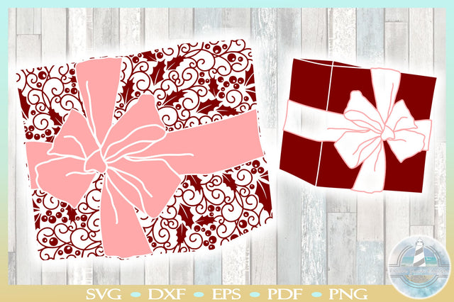 Gift Mandala with Bow, Holly, Berries Christmas Mandala SVG | Christmas Zentangle SVG SVG Harbor Grace Designs 