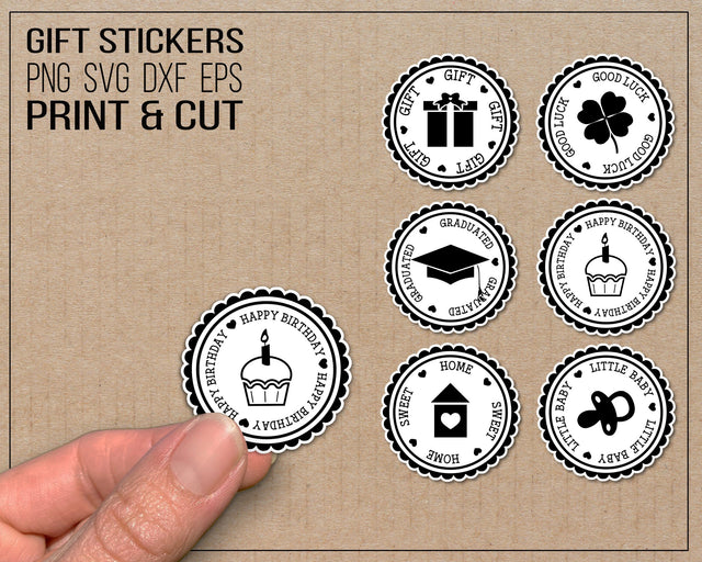 Gift stickers, clipart, print & cut Digital Pattern Boertiek 