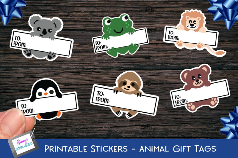 Gift Tag Stickers - Printable gift tags - Animals SVG Stacy's Digital Designs 