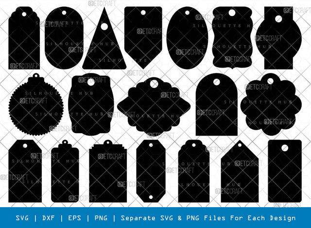 Gift Tag SVG, Tag Silhouette, Gift Svg, Price Tag Svg, Frame Svg, Label Svg, Borders Svg, Tags Shapes Svg, Tag Bundle SVG ETC Craft 