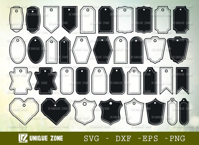 Gift Tags SVG Bundle, Name Tags Svg, Label Svg, Tag Svg, Cloth Tag Svg, Price Tag Svg, Tag Shape Svg, SVG Unique Zone 