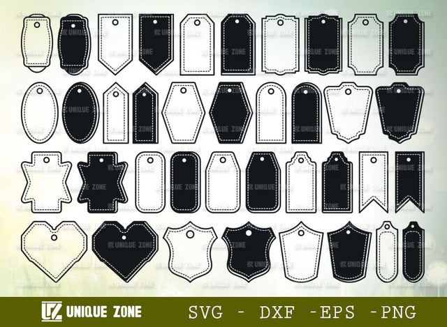 Gift Tags SVG Bundle, Name Tags Svg, Label Svg, Tag Svg, Cloth Tag Svg, Price Tag Svg, Tag Shape Svg, SVG Unique Zone 