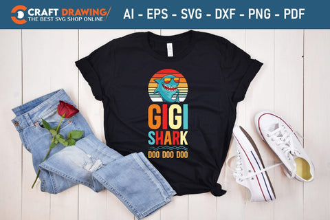 Gigi Shark Doo Doo Doo Funny svg Files for Cricut Cousin Baby shark Birthday Shirt clipart SVG PNG Printable Cutting Files SVG Debashish Barman 