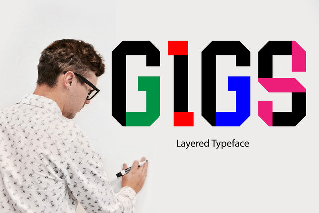 GIGS Layered Typeface Font zafrans studio 
