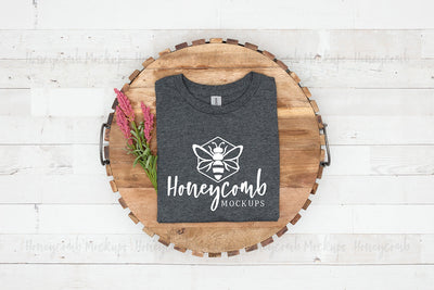 Gildan 64000 Dark Heather T-Shirt Mockup, Folded Mockup, Spring Mockup, Summer Mockup, Farmhouse Style Mockup, Women's T-Shirt Mockup Mock Up Photo Honeycomb Mockups 