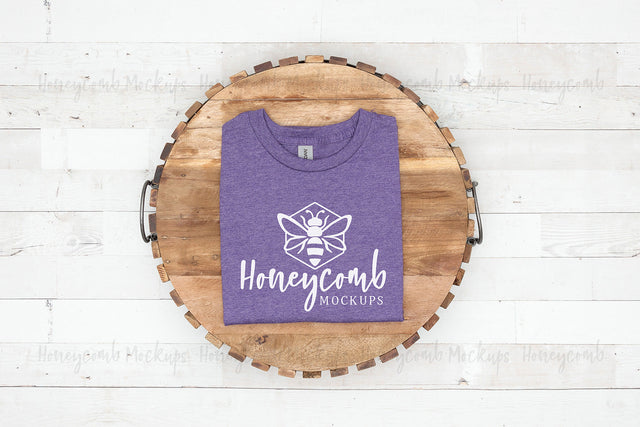 Gildan 64000 Heather Purple T-Shirt Mockup, Folded Mockup, Halloween Mockup, Simple Mockup, Women's T-Shirt Mockup, Farmhouse Style Mockup Mock Up Photo Honeycomb Mockups 
