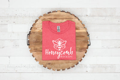 Gildan 64000 Heather Red T-Shirt Mockup, Folded T-Shirt Mockup, Simple Mockup, 4th of July Patriotic Mockup, Christmas Mockup, Valentines Mockup, Farmhouse Style Mockup Mock Up Photo Honeycomb Mockups 