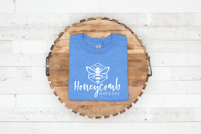 Gildan 64000 Heather Royal T-Shirt Mockup, Folded Mockup, Simple Mockup, 4th of July Patriotic Mockup, Summer Mockup, Women's T-Shirt Mockup, Farmhouse Style Mockup Mock Up Photo Honeycomb Mockups 
