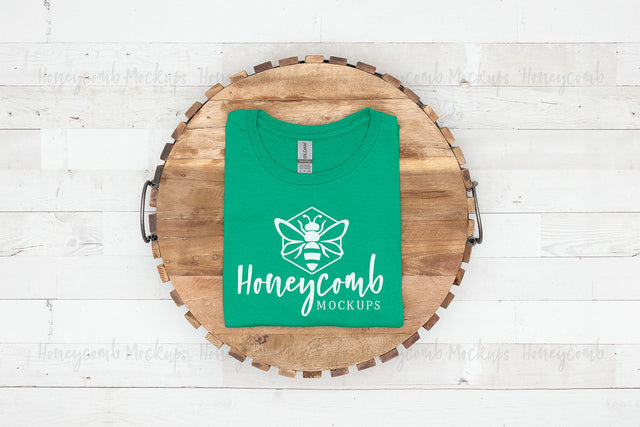 Gildan 64000 Kelly Green T-Shirt Mockup, Folded Mockup, Simple Mockup, Christmas Mockup, Farmhouse Style Mockup, Women's T-Shirt Mockup Mock Up Photo Honeycomb Mockups 