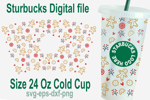 Ginger breadman Starbucks cold cup svg, Starbuck cold cup svg, Funny Christmas drink warp svg SVG Isabella Machell 