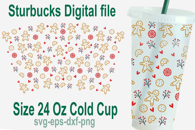 Ginger breadman Starbucks cold cup svg, Starbuck cold cup svg, Funny Christmas drink warp svg SVG Isabella Machell 