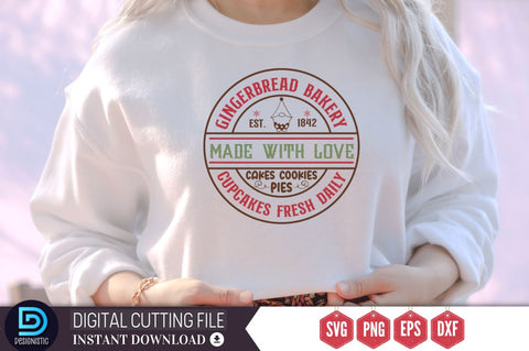 Gingerbread bakery est. 1842 made with love cakes cookies pies cupcakes fresh daily SVG SVG DESIGNISTIC 
