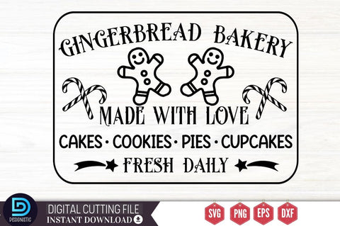 Gingerbread bakery made with love cakes cookies pies cupcakes fresh daily SVG SVG DESIGNISTIC 