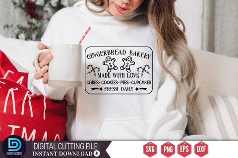 Gingerbread bakery made with love cakes cookies pies cupcakes fresh daily SVG SVG DESIGNISTIC 