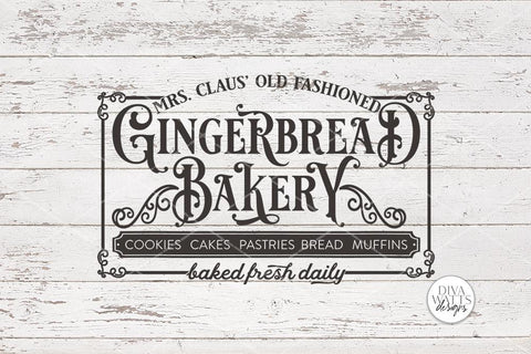 Gingerbread Bakery SVG | Vintage Christmas Baking Sign Design SVG Diva Watts Designs 