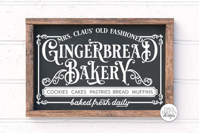 Gingerbread Bakery SVG | Vintage Christmas Baking Sign Design SVG Diva Watts Designs 