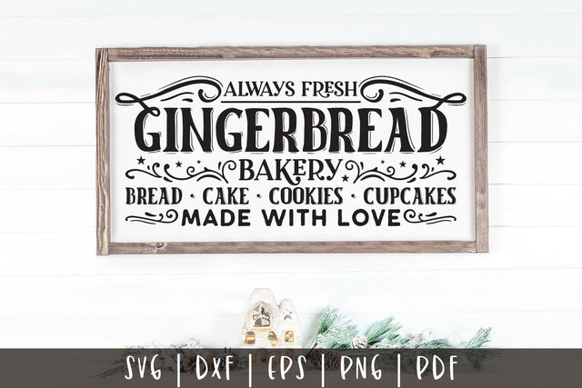 Gingerbread Bakery, Vintage Christmas Sign SVG SVG CraftLabSVG 