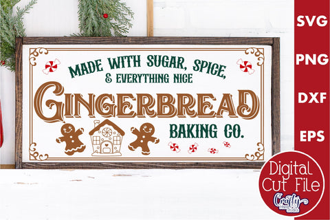 Gingerbread Baking Co Sign, Vintage Christmas Farmhouse Svg SVG Crafty Mama Studios 