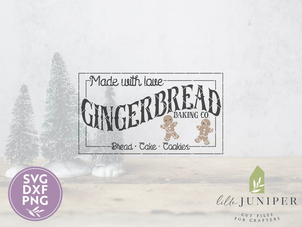 Gingerbread Sign Svg Gingerbread Baking Co SVG | Christmas SVG | Rustic Sign Design - So Fontsy