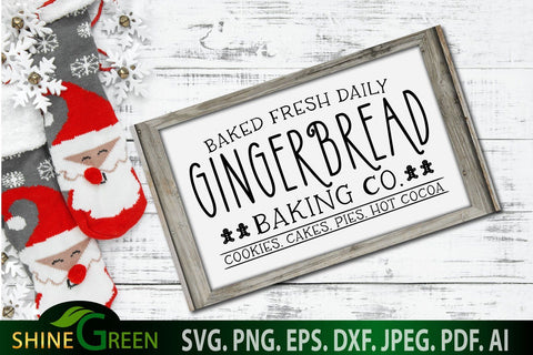 Gingerbread Baking Co SVG - Farmhouse Christmas Sign SVG SVG Shine Green Art 