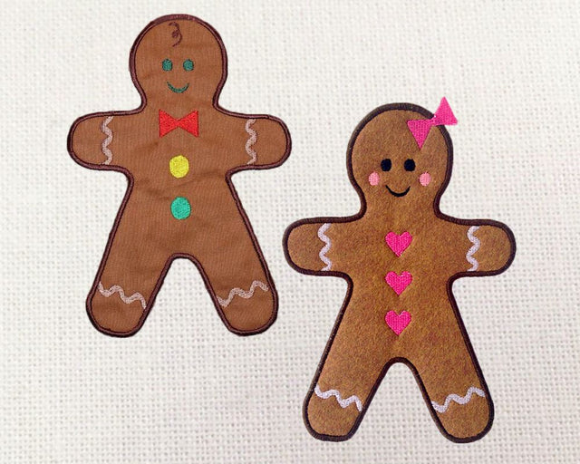 Gingerbread Boy and Girl Applique Embroidery Set Embroidery/Applique Designed by Geeks 