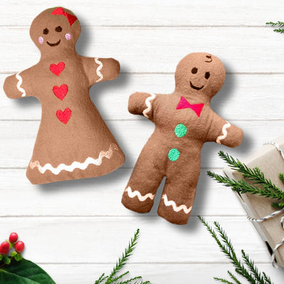 Gingerbread Boy and Girl Plush Toy in the Hoop ITH Embroidery Set Embroidery/Applique Designed by Geeks 