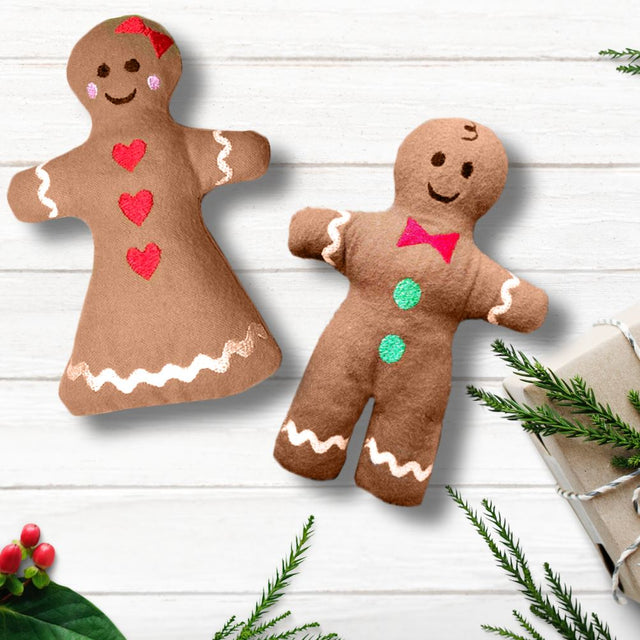 Gingerbread Boy and Girl Plush Toy in the Hoop ITH Embroidery Set Embroidery/Applique Designed by Geeks 