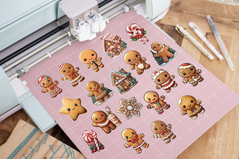 Gingerbread Christmas Sticker Bundle | Gingerbread Cookies Sublimation Designs by Ira 