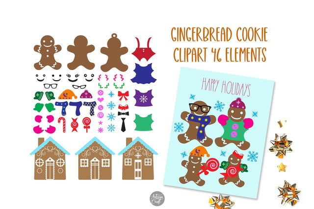 Gingerbread clipart with gingerbread cookie and gingerbread house SVG Artisan Craft SVG 