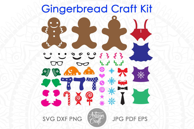 Gingerbread cookies craft kit, cut files, paper craft SVG Artisan Craft SVG 