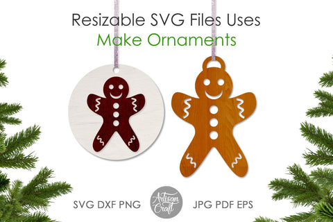 Gingerbread cookies SVG, laser cutting files, Christmas ornament SVG SVG Artisan Craft SVG 