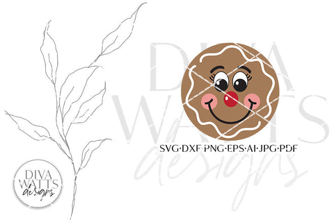 Gingerbread Face SVG | Christmas / Winter Round Design SVG Diva Watts Designs 