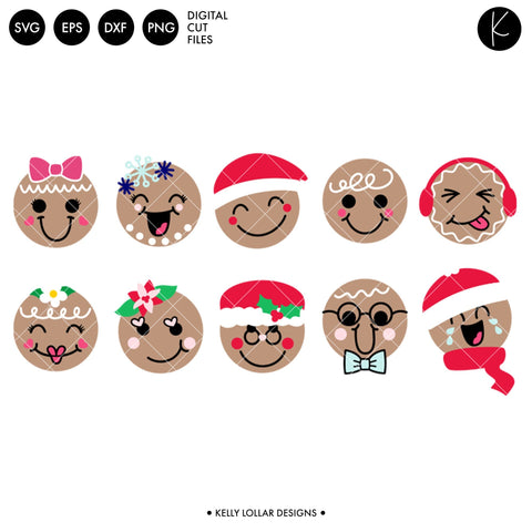 Gingerbread Faces Pack SVG Kelly Lollar Designs 