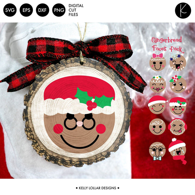 Gingerbread Faces Pack SVG Kelly Lollar Designs 