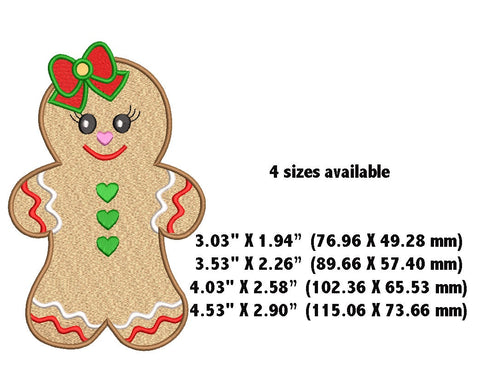 Gingerbread Girl Christmas Cookie Machine Embroidery Embroidery/Applique DESIGNS Canada Embroidery 