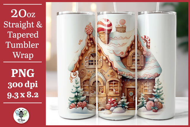 Gingerbread House 20oz Tumbler Design Sublimation B Renee Design 