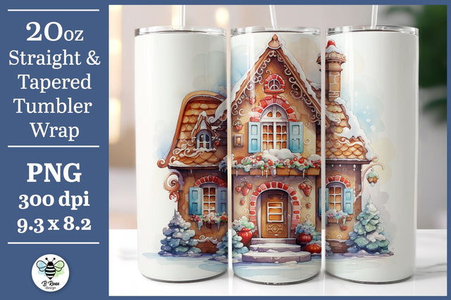 Gingerbread House Tumbler Wrap Sublimation B Renee Design 