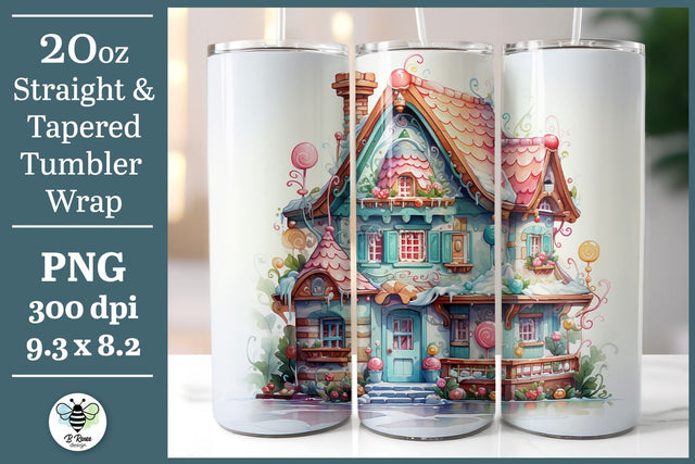 Gingerbread House Tumbler Wrap Sublimation B Renee Design 