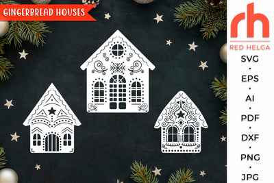 Gingerbread Houses SVG - Christmas Decoration Cut File SVG RedHelgaArt 