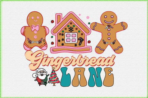 Gingerbread Lane Retro Christmas Sublimation Creativeart88 