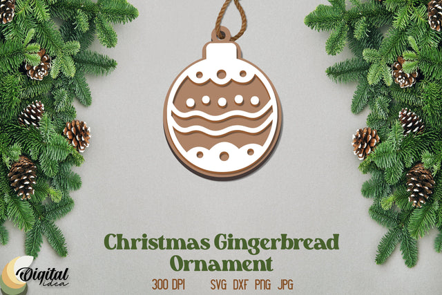 Gingerbread Laser Cut. Christmas Gingerbread Ornament Laser Cut SVG Evgenyia Guschina 