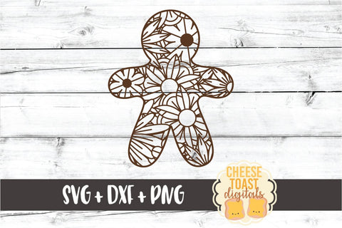 Gingerbread Man - Christmas Zen Doodle SVG PNG DXF Cut Files SVG Cheese Toast Digitals 
